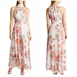 NWOT Eliza J Floral Pink Chiffon Halter Maxi Dress
Size 4